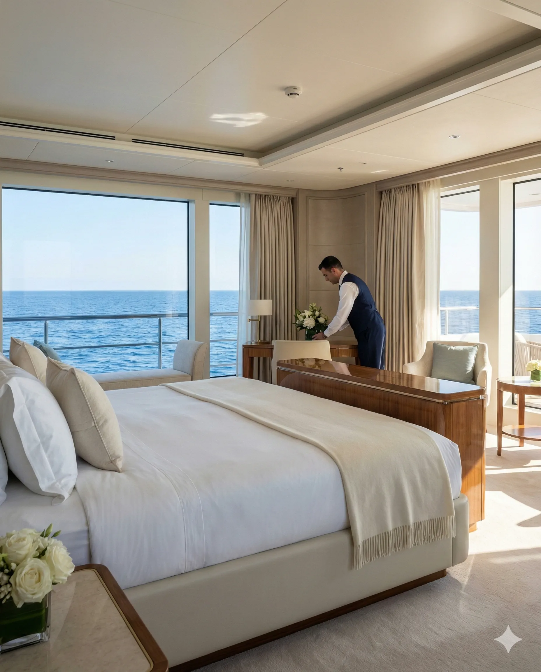 Hotel-standard service in the middle of the sea